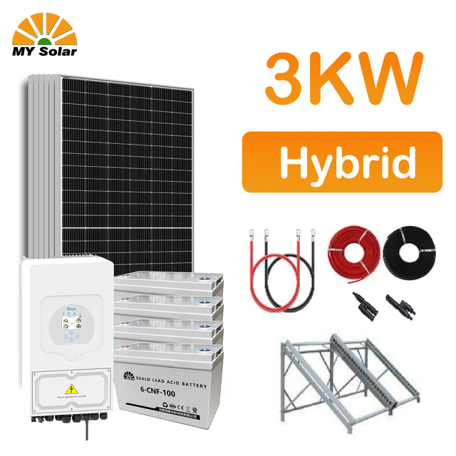 Տնային օգտագործում 3kw 3000W Hybrid Solar Electricity Energy Power Systems Photovoltaic Panel System